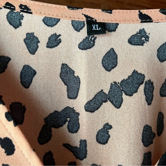 Pink and black elastic waist dress / brushy brushstroke leopard cheetah animal - Picture 6 of 9